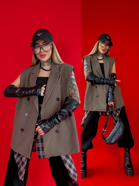 OVERSIZE jacket "SECURITY" - choco